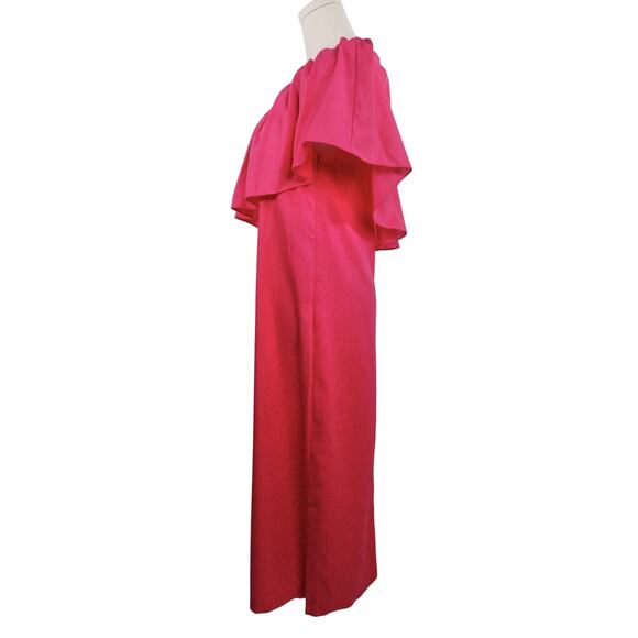 Tuckernuck Pomander Place Florencia One Shoulder Pink Maxi Dress Ruffle XS NWOT - Picture 5 of 12